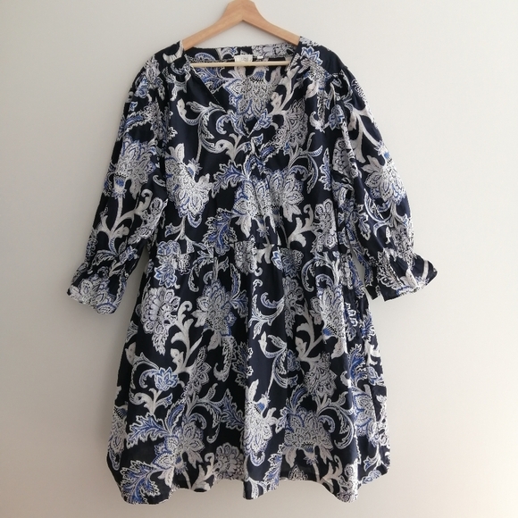 Fat Face Plus Size Maddox Blue Paisley Print Faux Wrap Dress With Pockets 20 - Picture 3 of 16